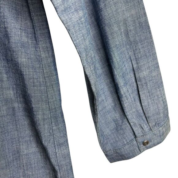 NEW J.Jill Shift Dress LARGE Chambray Pintuck Button Front Long Sleeves Boho - Picture 8 of 13